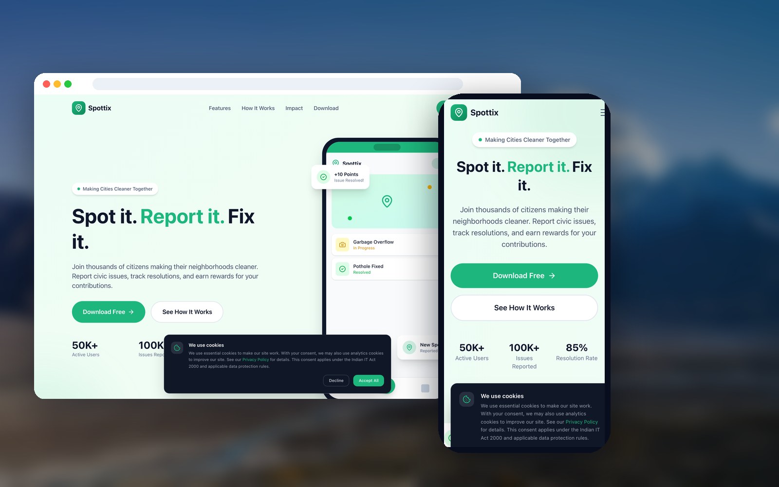 Spottix Civic Reporting project screenshot